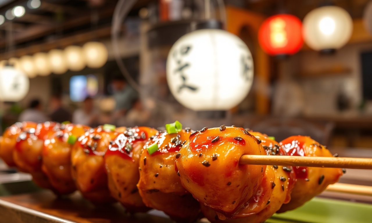 Delicious Japanese chicken skewers: savory tsukune secrets revealed.
