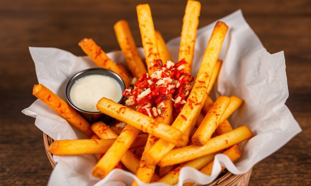 Spicy Togarashi Fries: Zesty, bold, and irresistibly spicy snack time magic.
