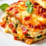 Hearty loaded veggie white lasagna: creamy garden delight.