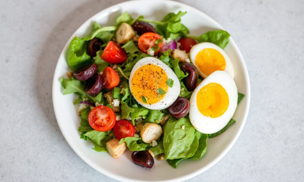 Salad Egg — Salad with egg: vibrant sunrise greens for a fresh morning boost.