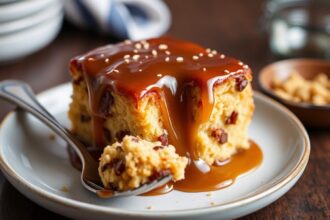 Decadent sticky toffee pudding, a comforting British dessert.