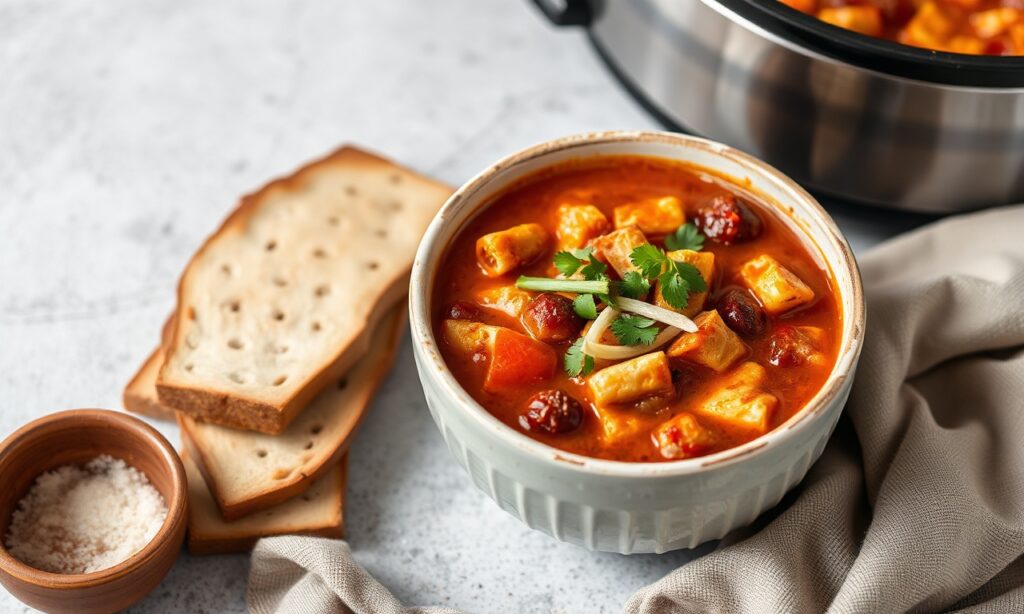 Hearty slow cooker chicken enchilada soup: comforting and flavorful.