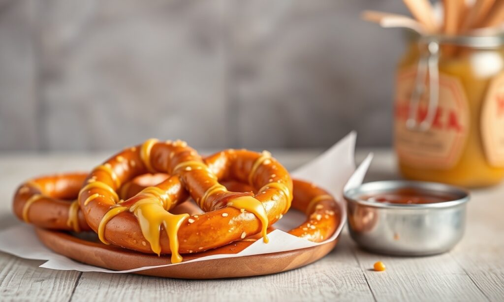 Crunchy honey mustard pretzels: irresistible snack delight.