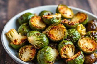 Crispy roasted Brussels sprouts with a delicious balsamic glaze.