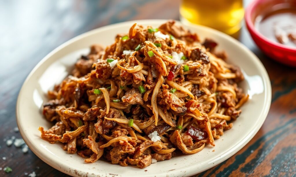 Crispy Vaca Frita, shredded Cuban beef delight, showcasing rich island heritage.