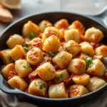 Gluten-free skillet gnocchi: crispy, cozy, delicious comfort food.