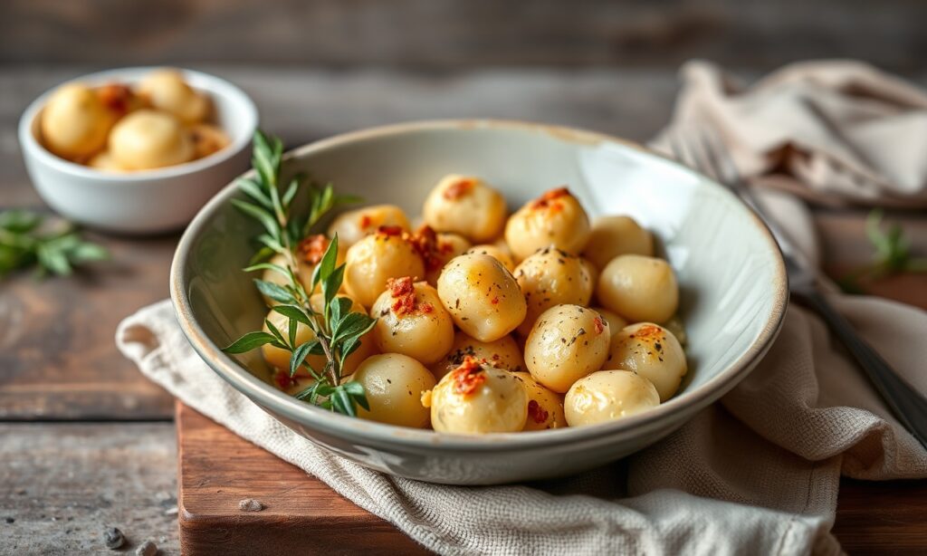 Gluten-free skillet gnocchi: crispy, cozy, delicious comfort food.