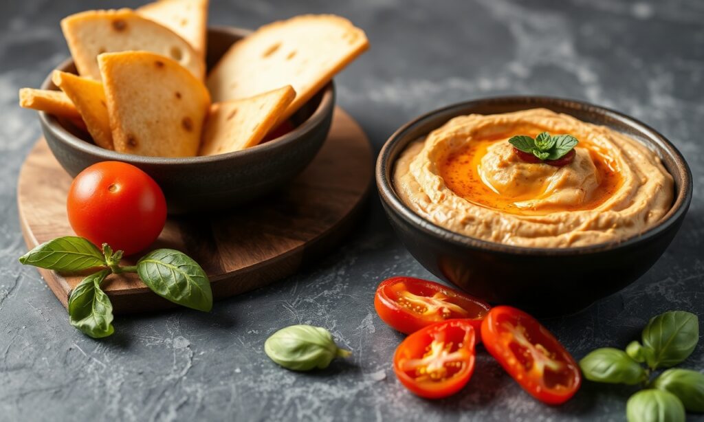 Brighten snack time with vibrant sun-dried tomato basil hummus.