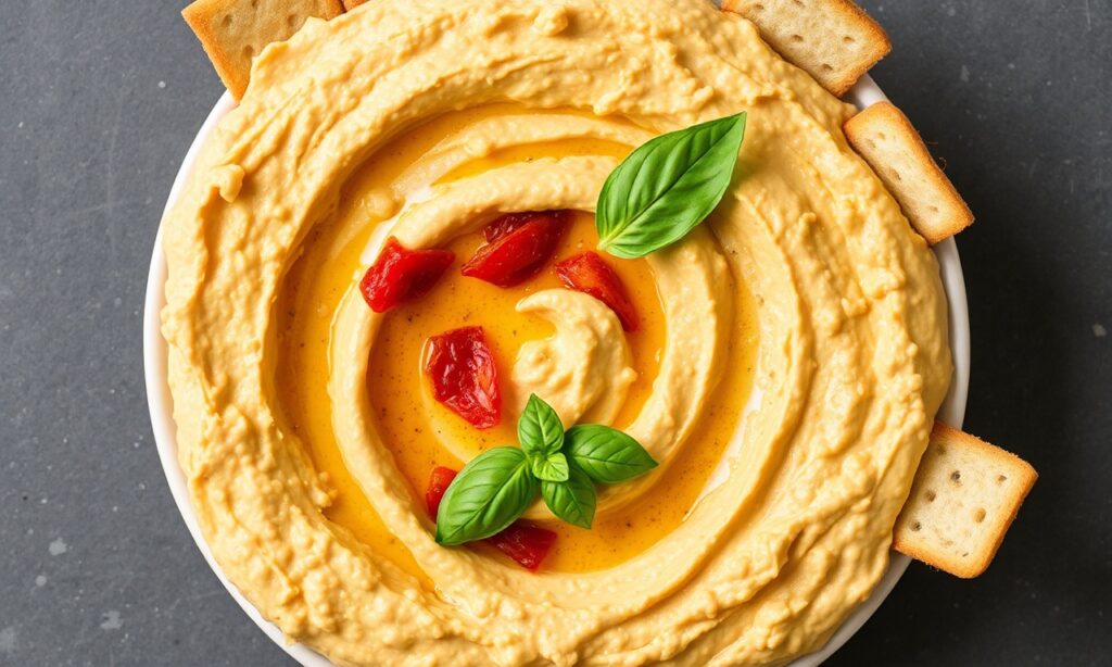 Brighten snack time with vibrant sun-dried tomato basil hummus.