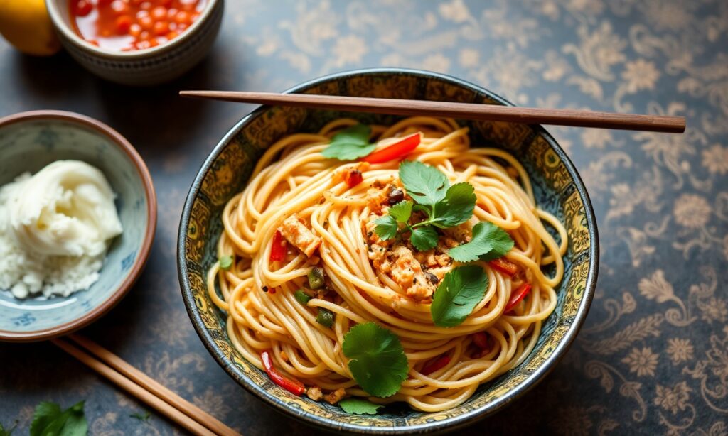 Brighten meal: Lightened-up Pad Thai recipe, vibrant, delicious, healthy Thai noodles.