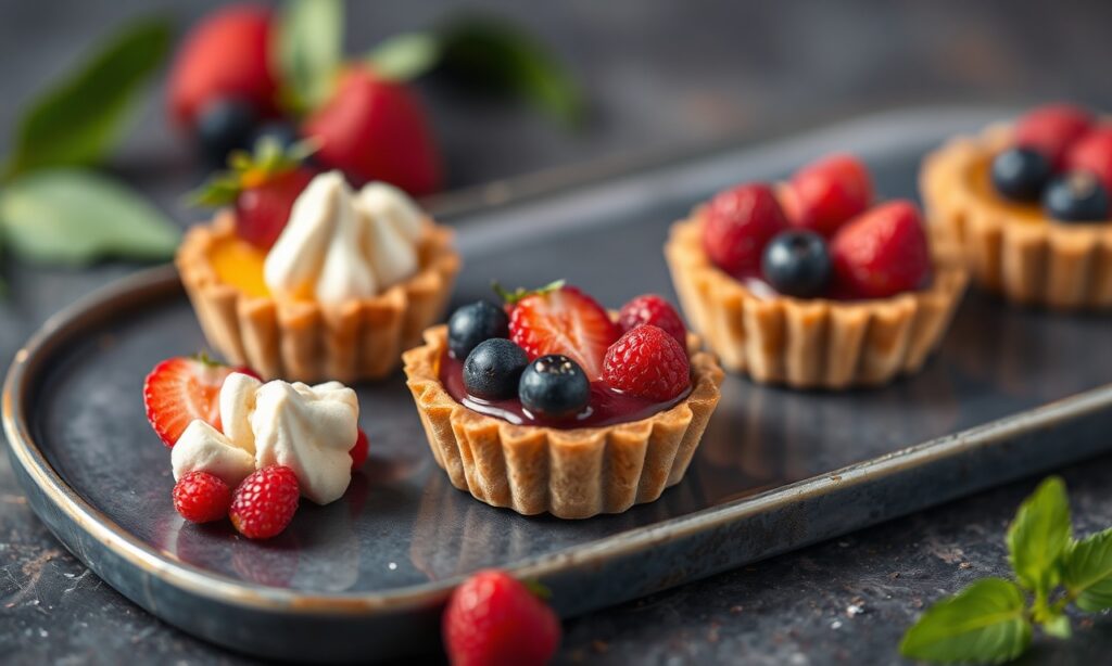 Delicious mini fruit tarts bursting with flavor and color.