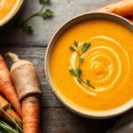 Golden rutabaga carrot soup: rich, nourishing, and delicious harvest recipe.