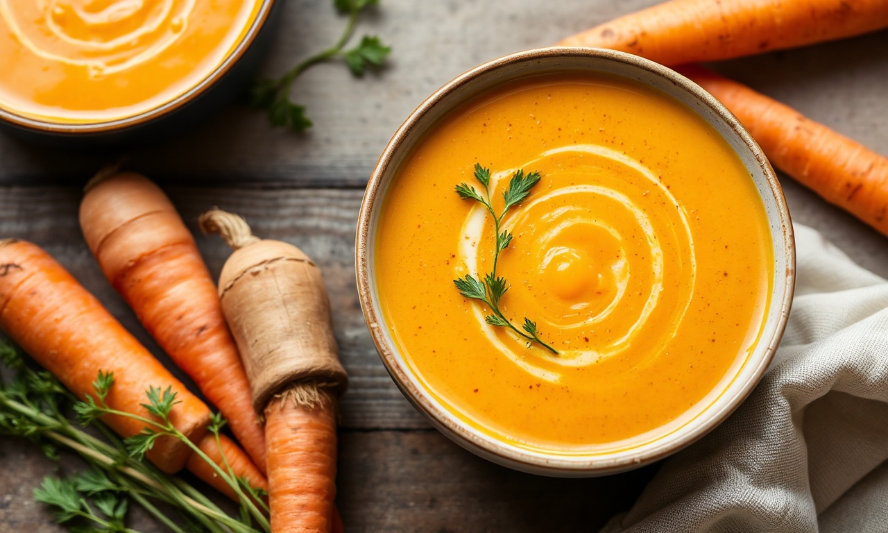 Golden rutabaga carrot soup: rich, nourishing, and delicious harvest recipe.