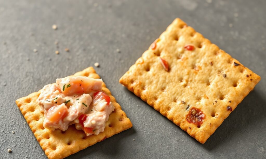 Healthy tuna crackers snack: delicious, nutritious, perfect duo.