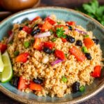 Vibrant Peruvian quinoa chaufa stir-fry fusion dish.