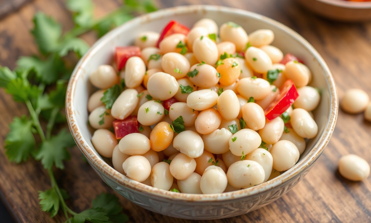 Zesty marinated white bean salad, fresh and flavorful.