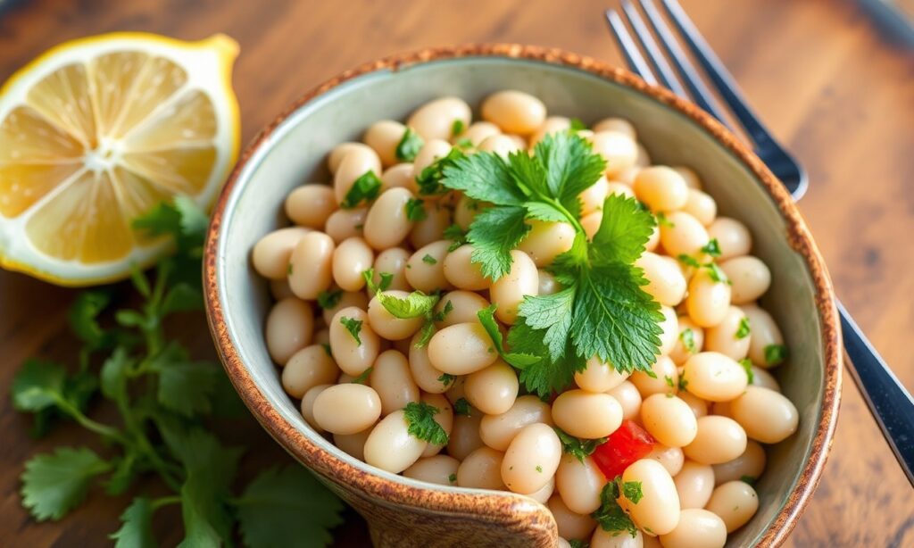 Zesty marinated white bean salad: vibrant, fresh, flavorful, and easy.