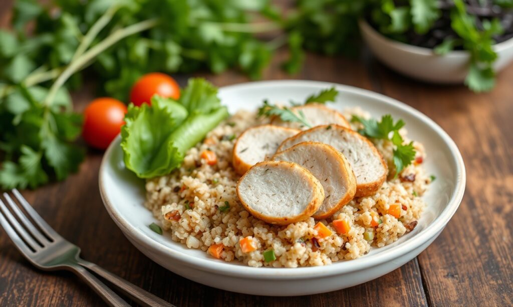 Nutritious Quinoa Chicken: Vibrant, energized classic meal.
