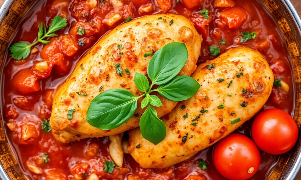 Healthy twist chicken cacciatore recipe for a delicious, classic Italian dish.