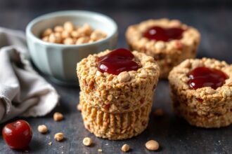 Peanut butter and jelly baked oatmeal cups for a flavor-packed morning.
