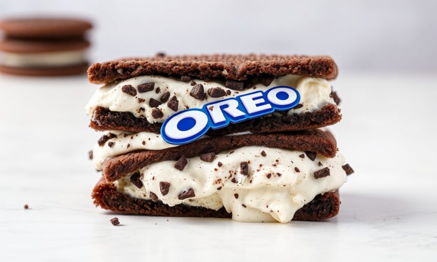 Delicious Oreo ice cream sandwich, a perfect blend of Oreo & cream.
