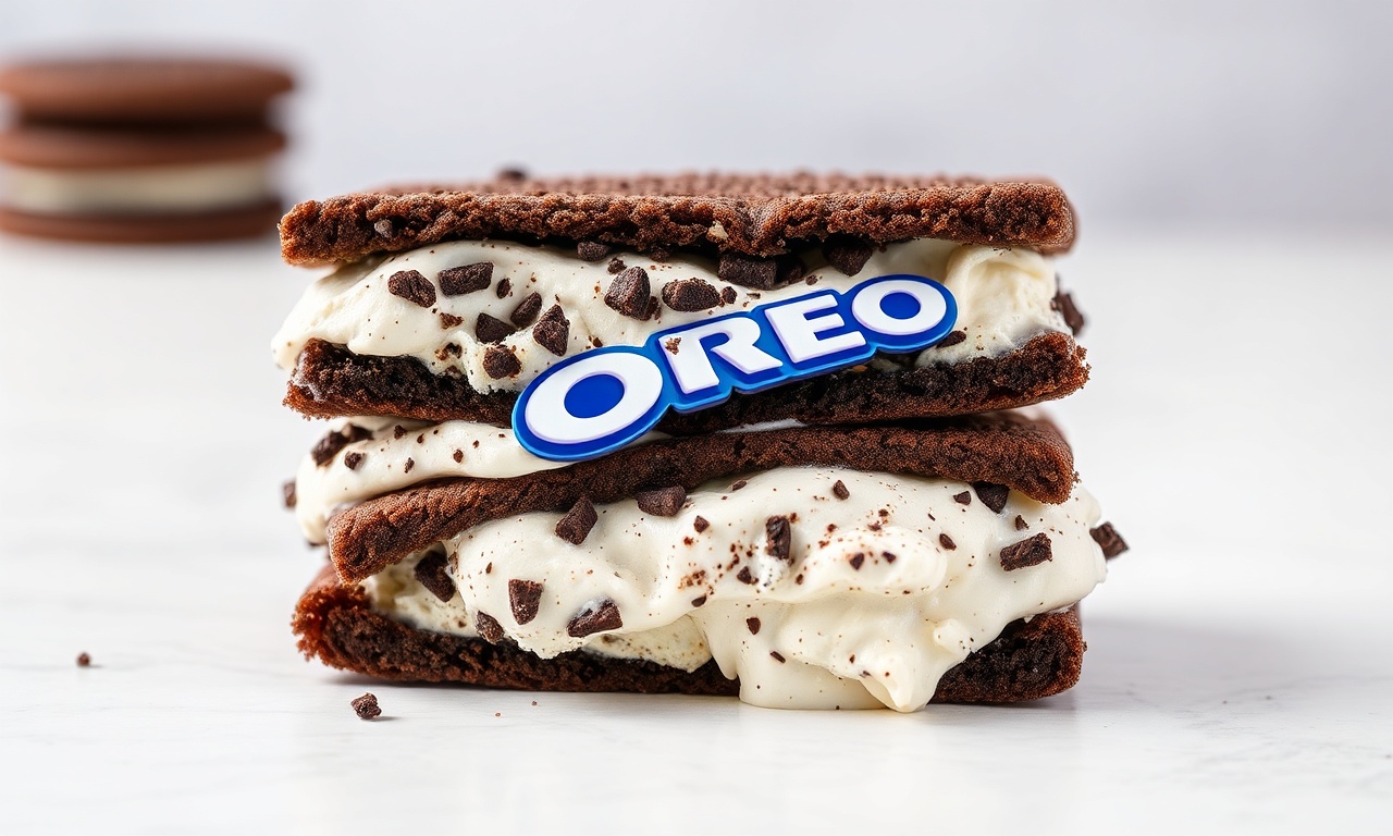 Delicious Oreo ice cream sandwich, a perfect blend of Oreo & cream.