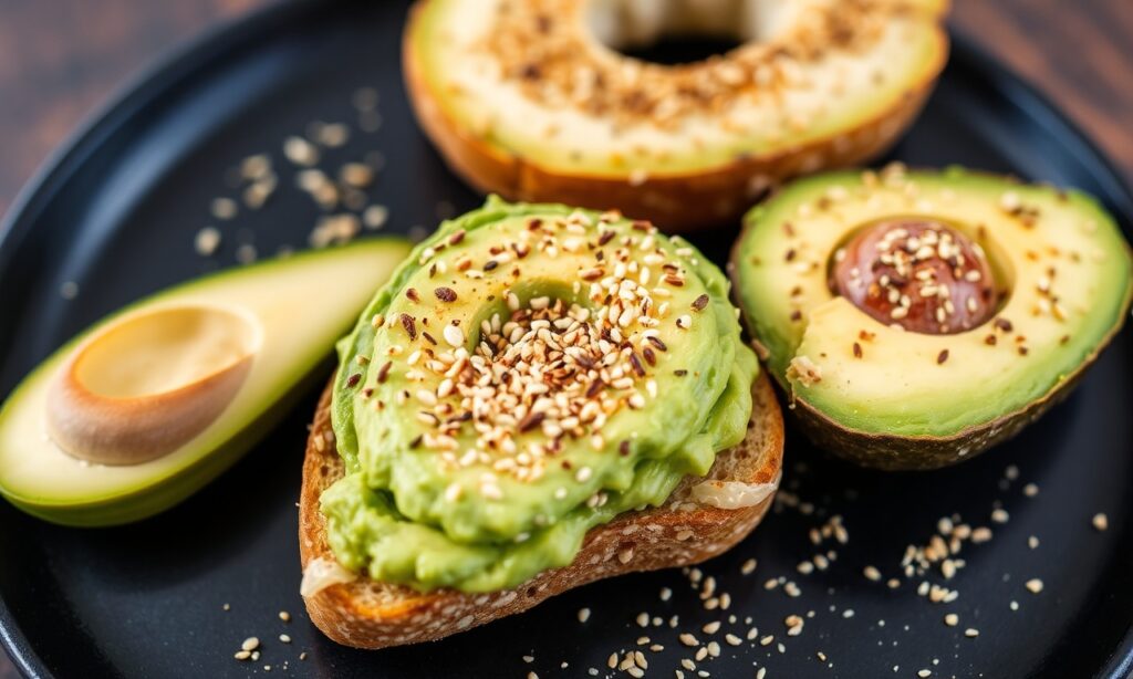 Avocado toast with everything bagel seasoning twist: a brunch reinvention.