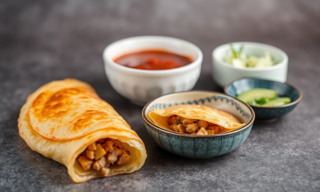 Crispy Vietnamese banh xeo crepe: delicious texture and taste.