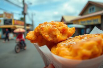 Famous Gorengan fritters: Indonesia's crispy golden street food sensation.