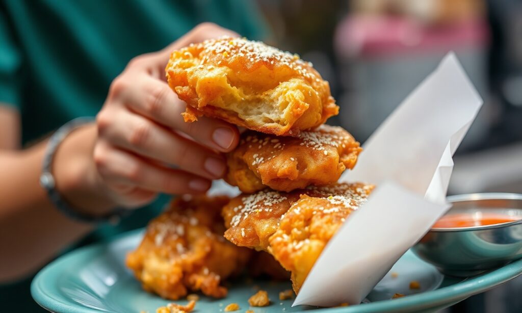 Famous Gorengan fritters: Indonesian crispy, golden street food delight.