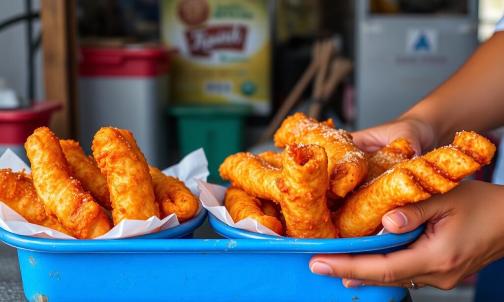 Famous Gorengan fritters: Indonesian crispy street food golden deliciousness.