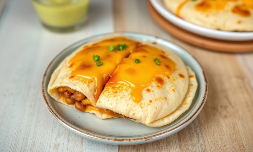 Cheesy bean pupusas: delicious Salvadoran street food delight.