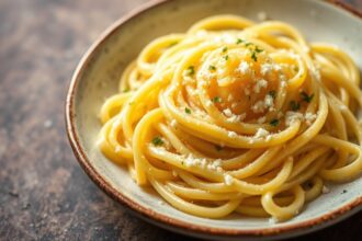 Zesty lemon butter garlic sauce for delicious pasta.