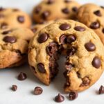 Deliciously guilt-free healthy chocolate chip cookies baking.