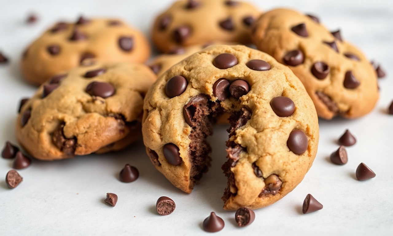 Deliciously guilt-free healthy chocolate chip cookies baking.