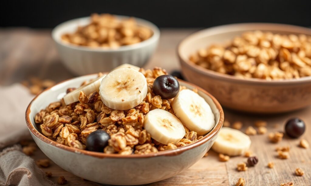 Banana bread granola: delicious twist on classic crunch.