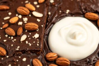 Toasted almonds dark chocolate bark, a crunchy, indulgent delight.