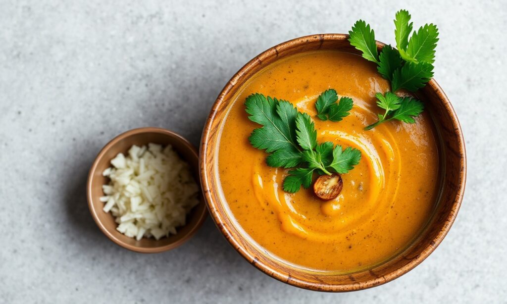 Vibrant vegan West African egusi soup, a nourishing delight.