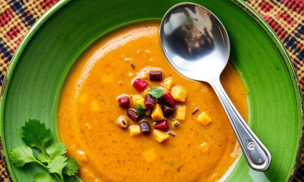 West African egusi soup: vibrant, nourishing vegan delight.