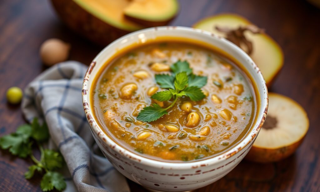 West African egusi soup: vibrant, nourishing vegan delight.
