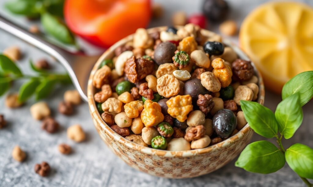 Power-packed plant-based trail mix: Nature's energizing super snack.