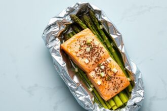 Easy Salmon Asparagus foil packets: gourmet meal magic.