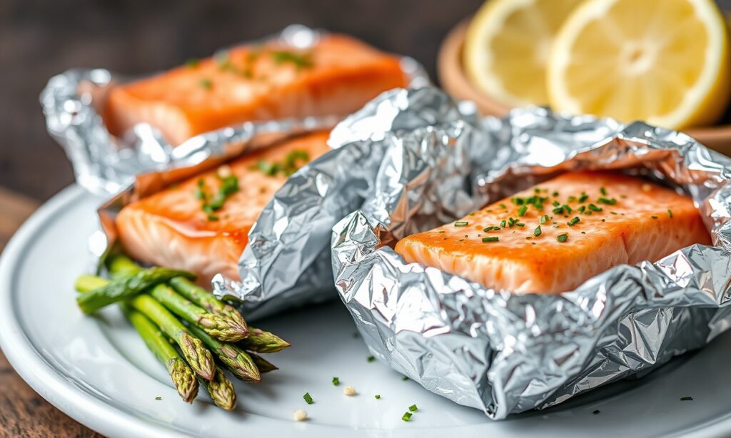 Easy Salmon Asparagus foil packets: gourmet meal magic.