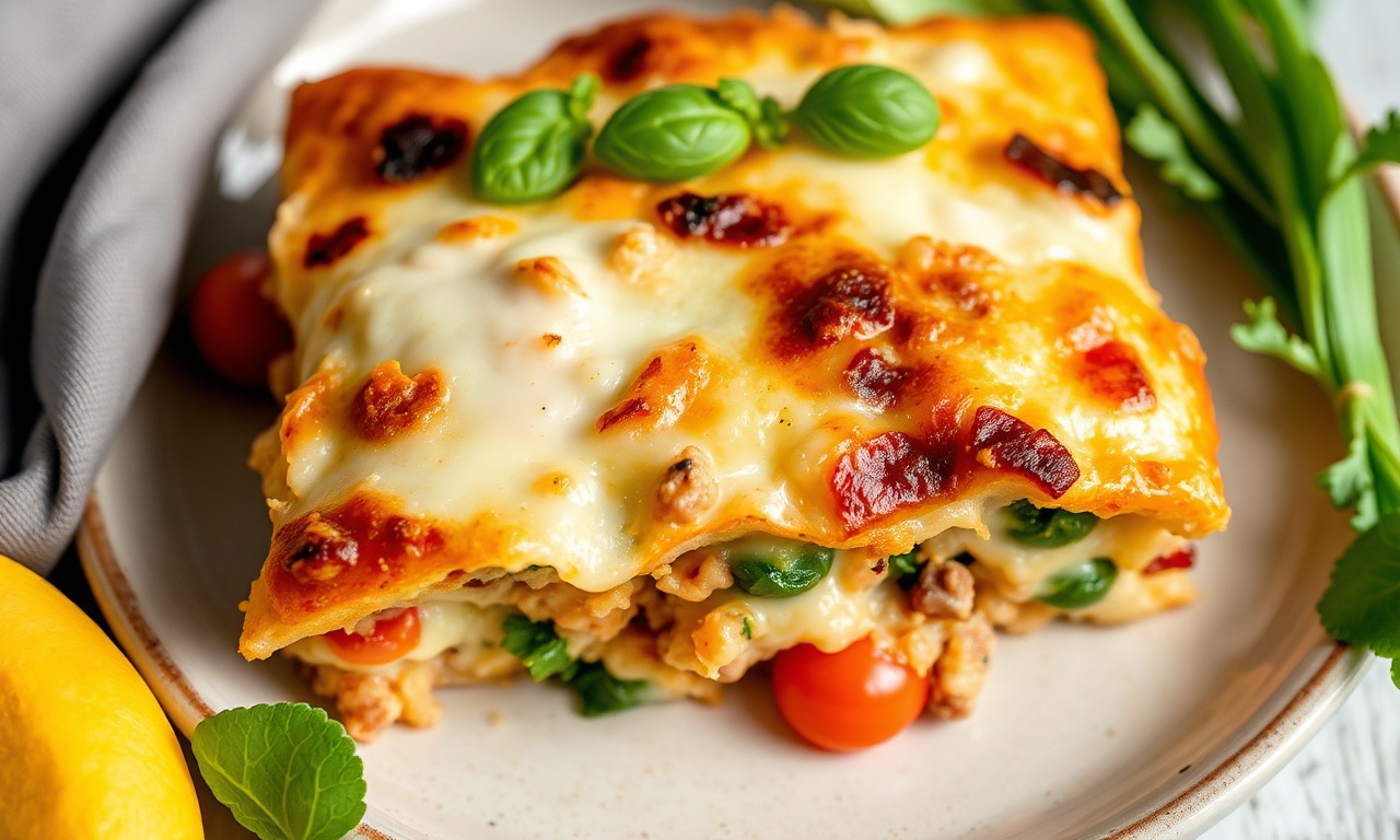 Cheesy vegetable breakfast strata for a savory morning delight.