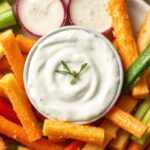 Crunchy veggie sticks with creamy ranch dip delight.