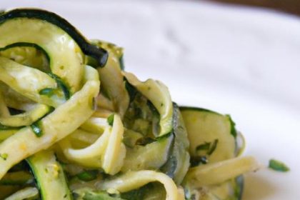 Zesty Dairy-Free Pesto Pasta with Fresh Zucchini Noodles