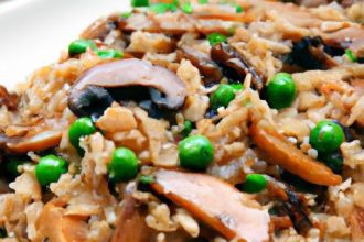 Savory Teriyaki Rice Pilaf with Mushrooms and Peas Delight