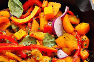 Colorful Sweet Potato Hash with Bell Peppers & Onions