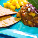 Tropical Twist: Mango & Black Bean Salsa with Plantain Chips