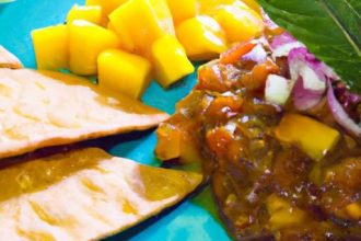 Tropical Twist: Mango & Black Bean Salsa with Plantain Chips